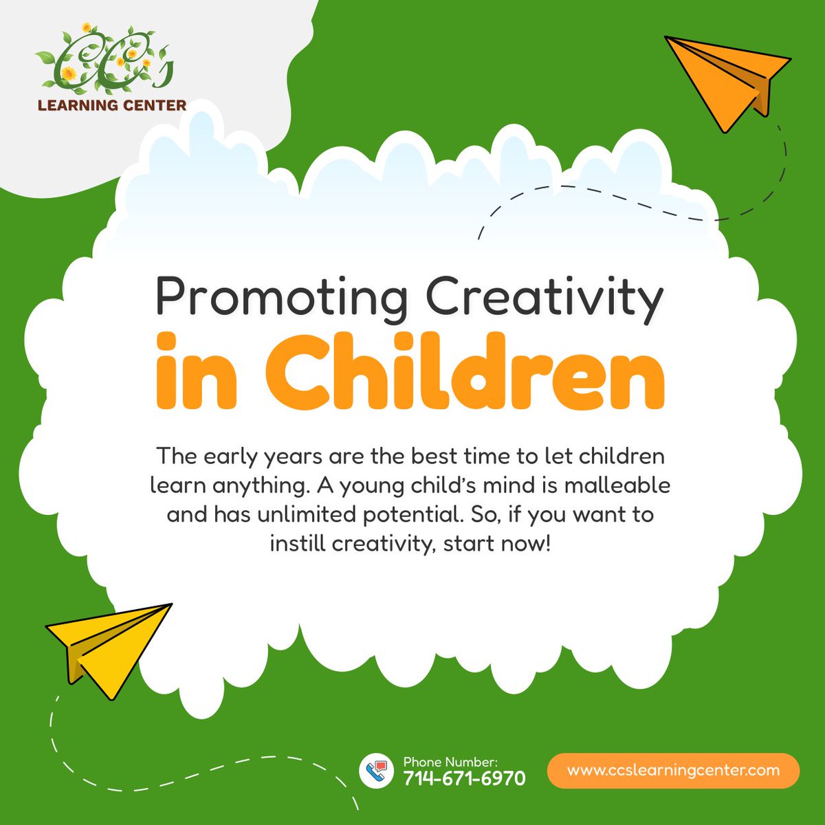 Creativity is not inborn. Anyone can be creative and this skill can be learned in the early years of a child’s development. You can help promote creativity in your child. Read more at: bit.ly/3PF6zbp.

#ChildCreativity #BreaCA #Childcare