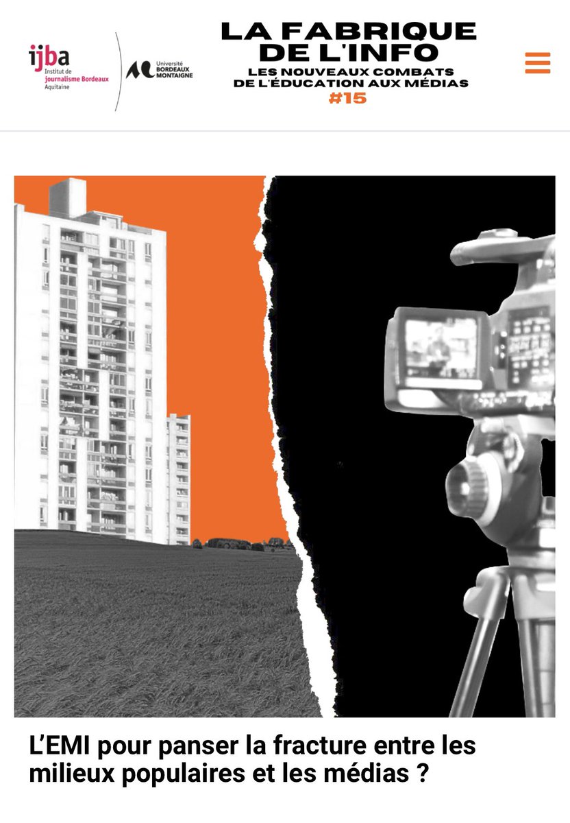 📰 LA FABRIQUE DE L'INFO. Cette 15e édition de <a href="/lafabriquelinfo/">La Fabrique de l'info</a> de l’<a href="/IjbaOfficiel/">IJBA</a> s’est intéressée aux enjeux et à l’avenir de l’éducation aux médias.
🎥 Reportages, portraits, enquêtes, vidéos et podcasts sont à retrouver sur lwww.lafabriquedelinfo.fr #journalisme <a href="/UBMontaigne/">Université Bordeaux Montaigne</a>