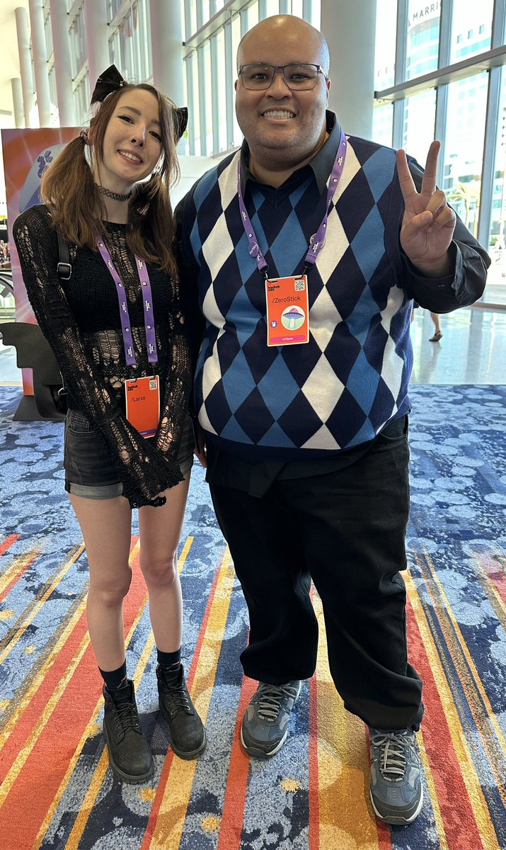ZeroStick's tweet image. Ive been watching @TheLarxa for 5 years now, so I was super excited when I saw those ears from a distance and was finally able to meet her 👀 Thanks for the constant streams full of degen energy that I’m able to relax to at the end of my days when I need the chill times. 💖