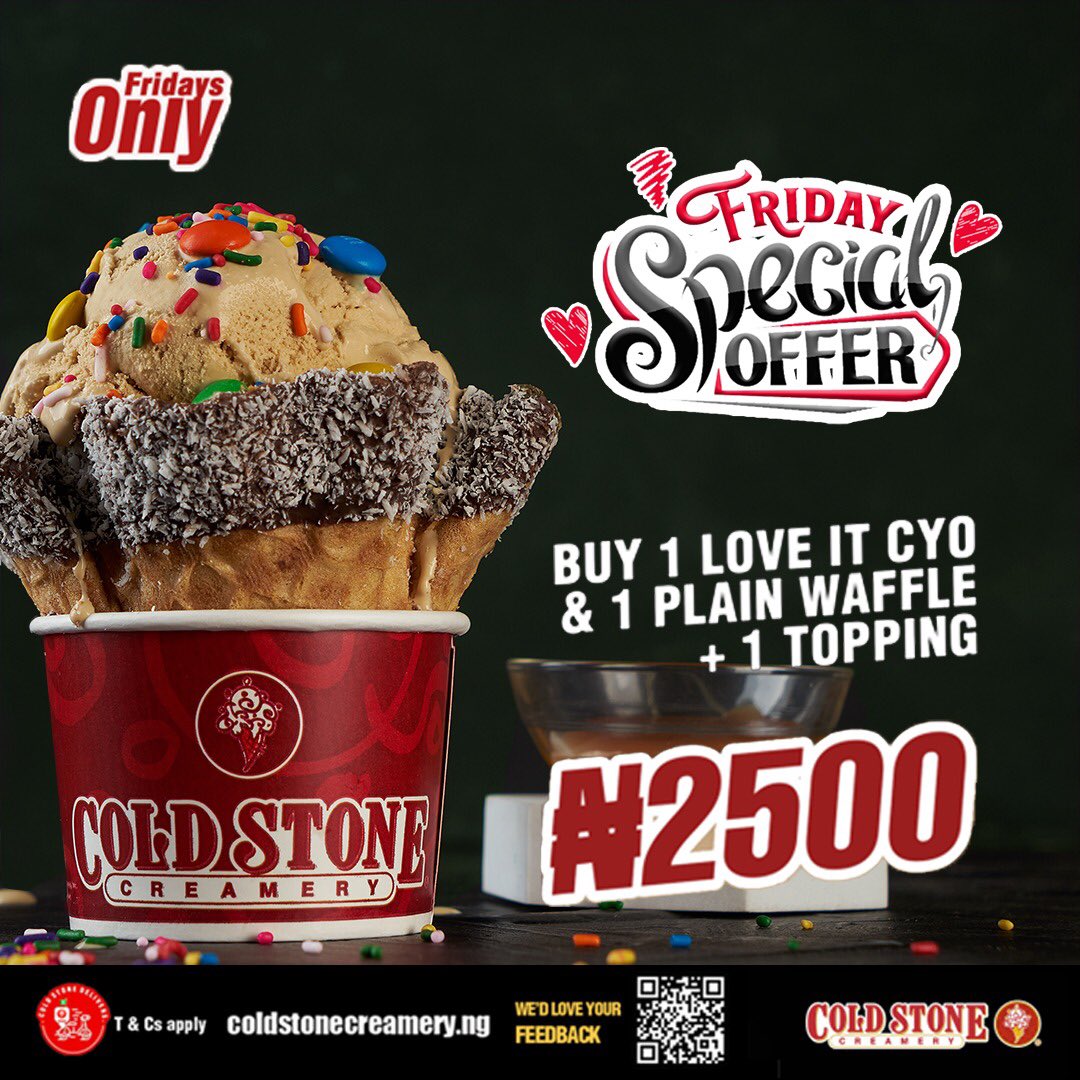 Hello Friday😍🥰 🍦🧇 Experience pure ecstasy as you savor the exquisite blend of flavors. BUY 1 LOVE IT CUP & 1 PLAIN WAFFLE + 1 TOPPING– creating a symphony of sweetness that dances on your taste buds all for just N2500. To Order👇 💥Kindly view our highlight for locations…