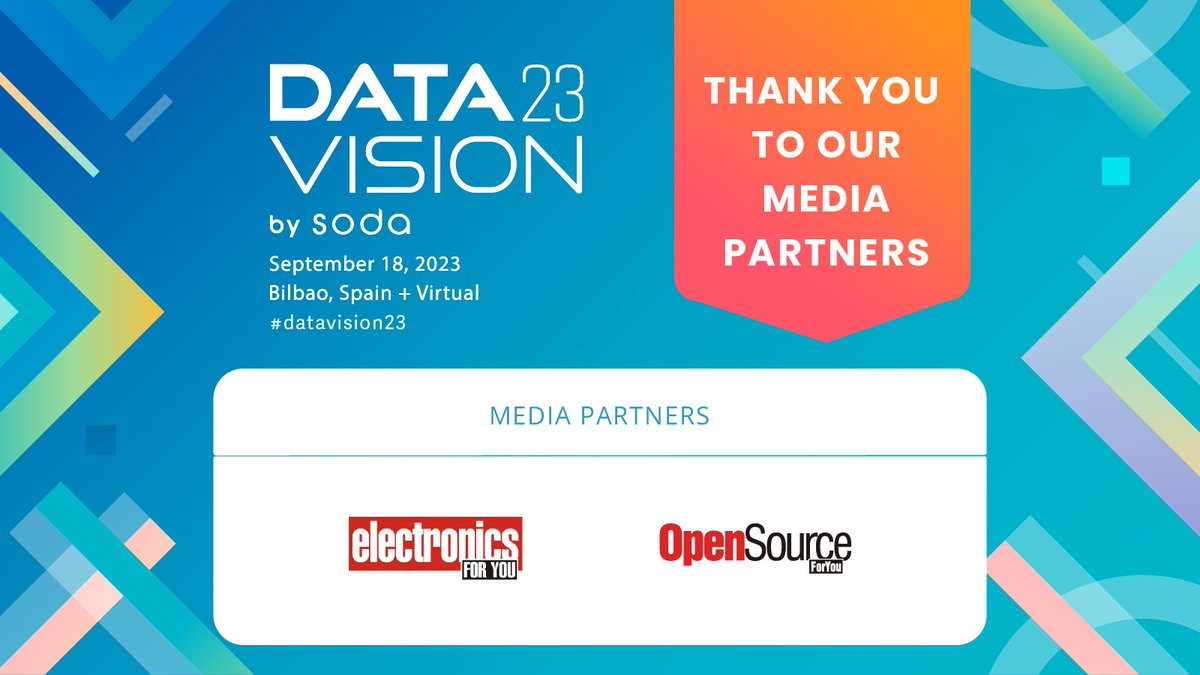 THANK YOU to our Media Partners @ElectronicsForYou @OpenSourceForU for supporting #datavision23. We truly appreciate it!