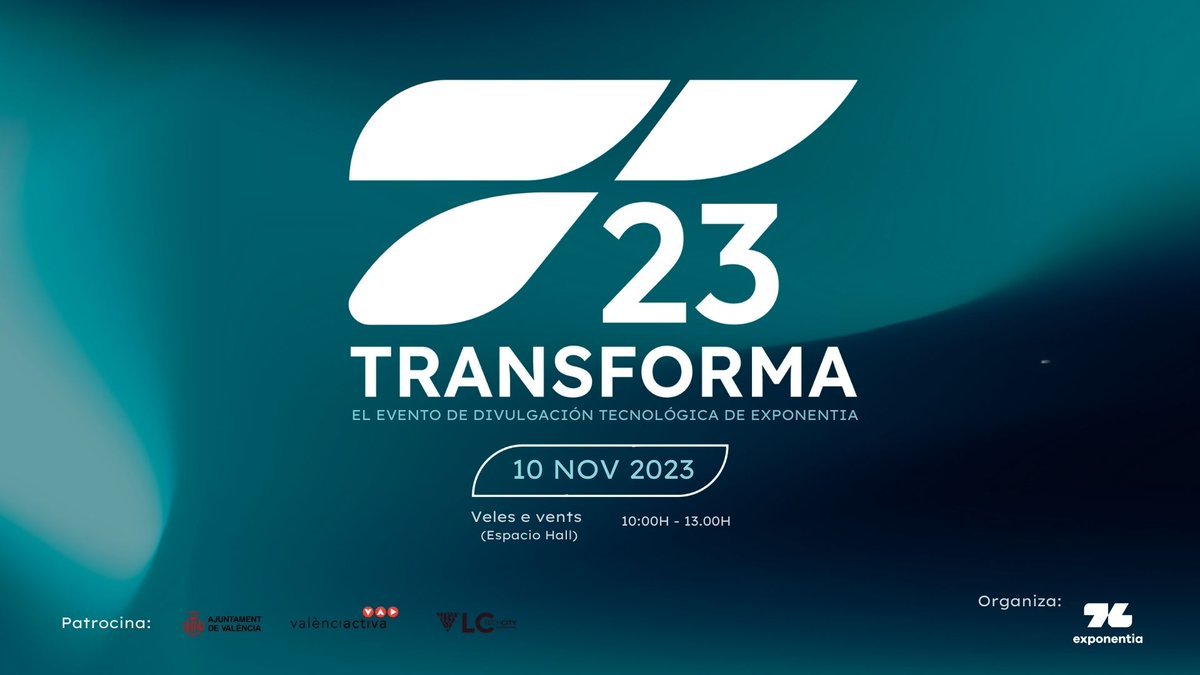 📌 SAVE THE DATE: Transforma 23

El próximo viernes 10 de noviembre a las 10h tendrá lugar el evento anual de divulgación tecnológica de #Exponentia.

Para asistir, tanto presencial como en formato online, tan solo tienes que inscribirte aquí ➡ 
exponentiatransforma.com 

#TECHM