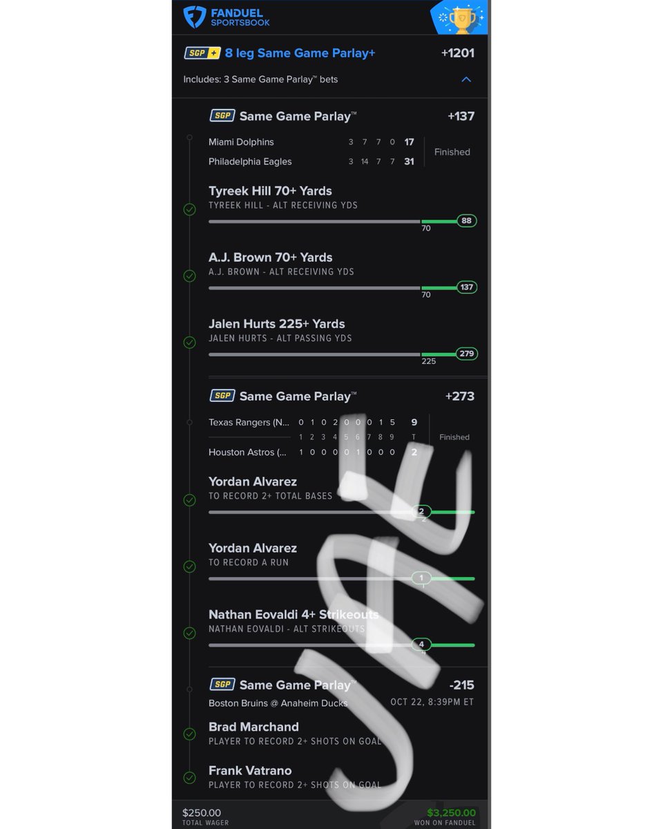 mycrownmythrone's tweet photo. Nice little 8-legger CASH! ✨🏆 dropped in the chat 

Mix of MLB /NFL /NHL all on one slip . So fun 🤩 

NBA 🏀 season is starting make sure your in my chat for my PRIME sport last year we made a killing on twitter 💪🏾🤑 this year we GET RICH ⏰💰

🚨‼️Giving $180 to 2 ppl ! who likes & retweets this tweet by 1pm ! ‼️🚨 today might be your 🍀 day 
#Gamblingtwitter