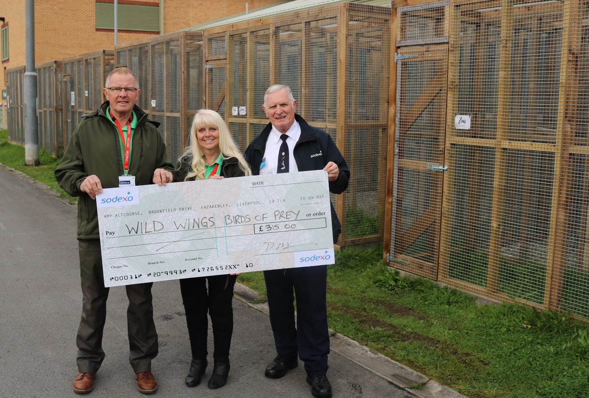 HMP Altcourse (@altcoursehope) on Twitter photo Happy to pass over a cheque to Ian & Carol from #wildwingsbirdsofprey. The money was donated by our prisoners from a recent 5K run. Thanks to the gym staff for helping Dave to organise it. WW are based Nr Warrington and are well worth a visit. <a href="/SodexoUK_IRE/">Sodexo UK & Ireland</a> Happy to pass over a cheque to Ian & Carol from #wildwingsbirdsofprey. The money was donated by our prisoners from a recent 5K run. Thanks to the gym staff for helping Dave to organise it. WW are based Nr Warrington and are well worth a visit. <a href="/SodexoUK_IRE/">Sodexo UK & Ireland</a>