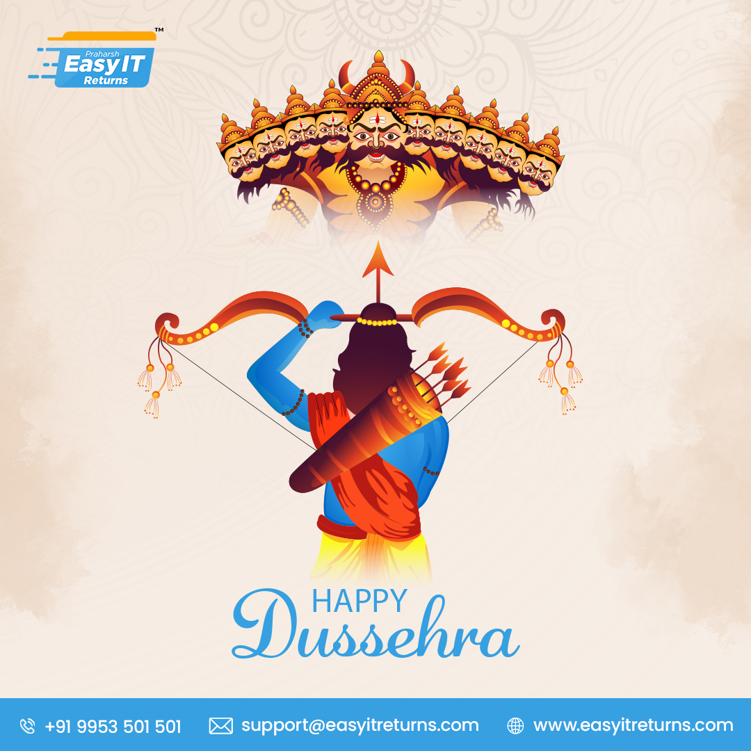 Conquering #TaxTroubles with the Spirit of Victory! This #Dussehra just as #LordRam triumphed over #Ravana we're here to help you conquer your tax concerns & stride towards #financialprosperity
#HappyDussehra from #EasyITReturns
#Dussehrafestival #Dussehra2023 #VijayaDashami2023