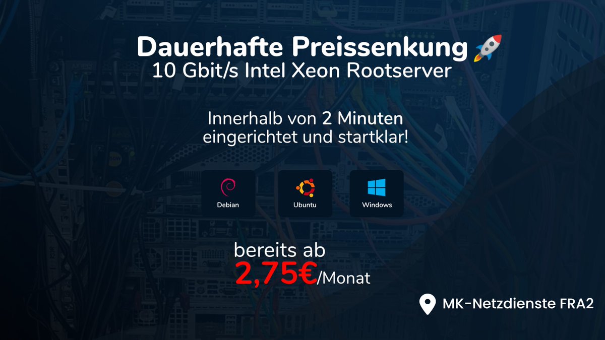 Intel Xeon Rootserver zum Spitzenpreis 🚀

Unsere Rootserver sind innerhalb von 2 Minuten eingerichtet und einsatzbereit ☺️

👉🏻 nuke-host.eu/server/kvm