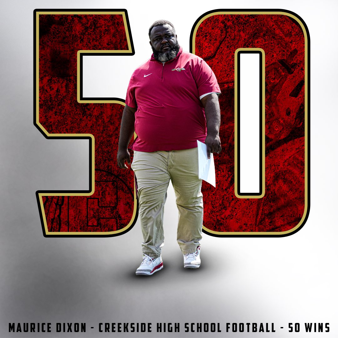 BTR MEDIA (@betherammedia) on Twitter photo Major salute to Coach <a href="/coachdixon54/">Maurice Dixon</a> of <a href="/Creekside_Tribe/">Creekside Athletics</a> He has now hit 50 career wins as a Head Football Coach. I’ve seen him grow from that 0-10 season not just professionally but also personally. If you asked him what he brings to the table he would likely say “THE TABLE” Major salute to Coach <a href="/coachdixon54/">Maurice Dixon</a> of <a href="/Creekside_Tribe/">Creekside Athletics</a> He has now hit 50 career wins as a Head Football Coach. I’ve seen him grow from that 0-10 season not just professionally but also personally. If you asked him what he brings to the table he would likely say “THE TABLE”