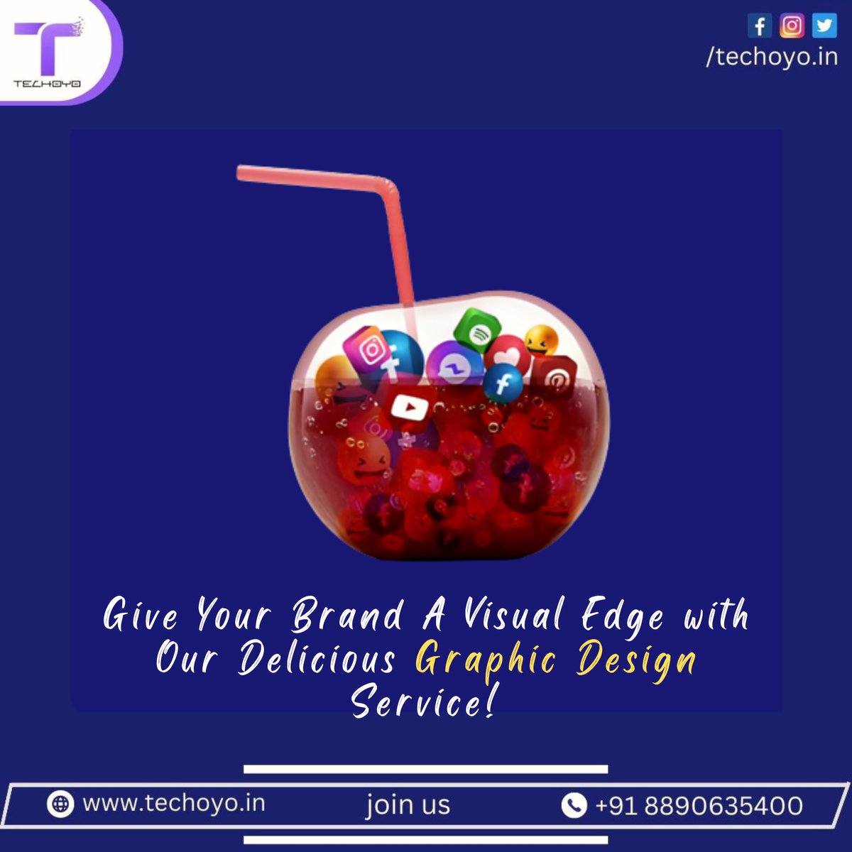 TechoyoIn's tweet image. Designing the Pixels that Power Successful Digital Campaigns 📊💻

🌐 Explore Limitless Possibilities: Embark on a digital odyssey with us at techoyo.in! Unveil innovation, unleash growth, and experience a world of tech brilliance. 🚀🔗
📞 Call Us At +91 8890635400