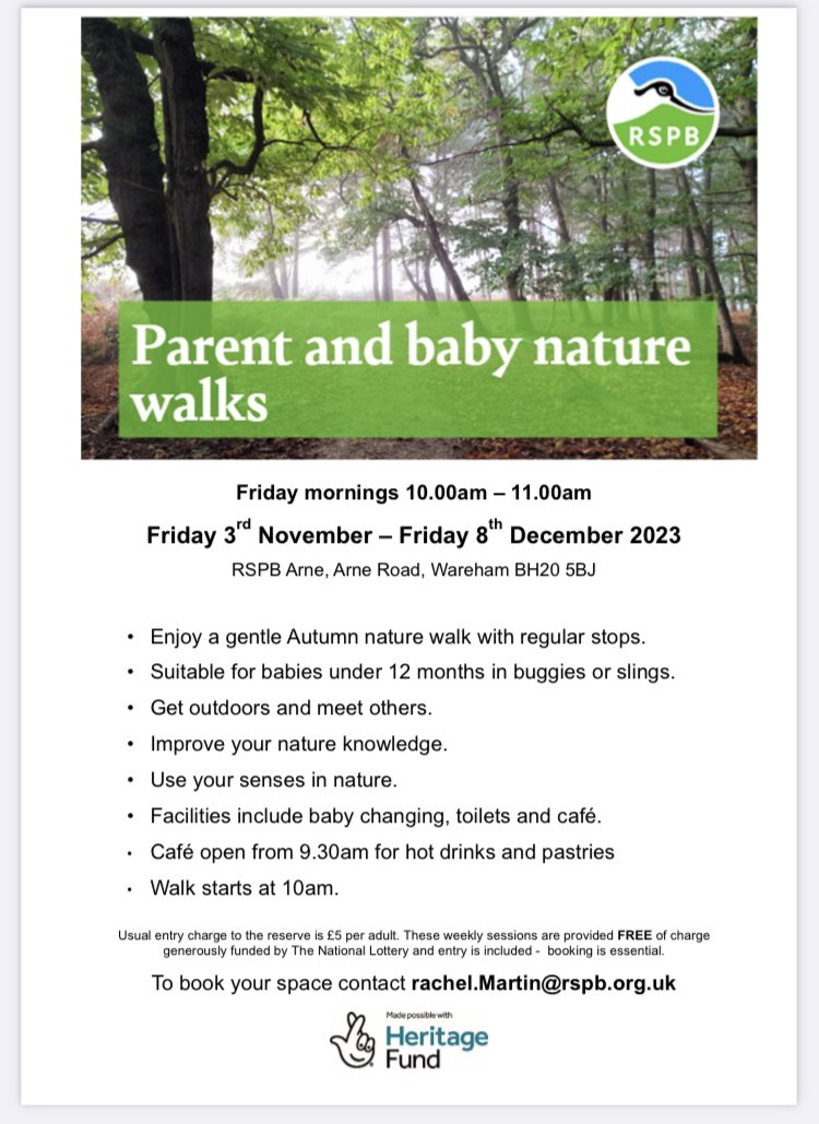 DorsetForest's tweet photo. Free wellbeing walks coming up @RSPBDorset Arne for parents/carers &amp; babies. Please share with anyone who may be interested. https://t.co/QgTMZ9aqWA