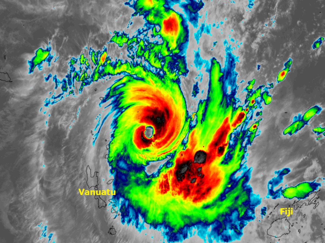 #Lola is now the strongest cyclone to develop this early in the South Pacific cyclone season for over 50 years. It is moving towards landfall over #Vanuatu tomorrow.