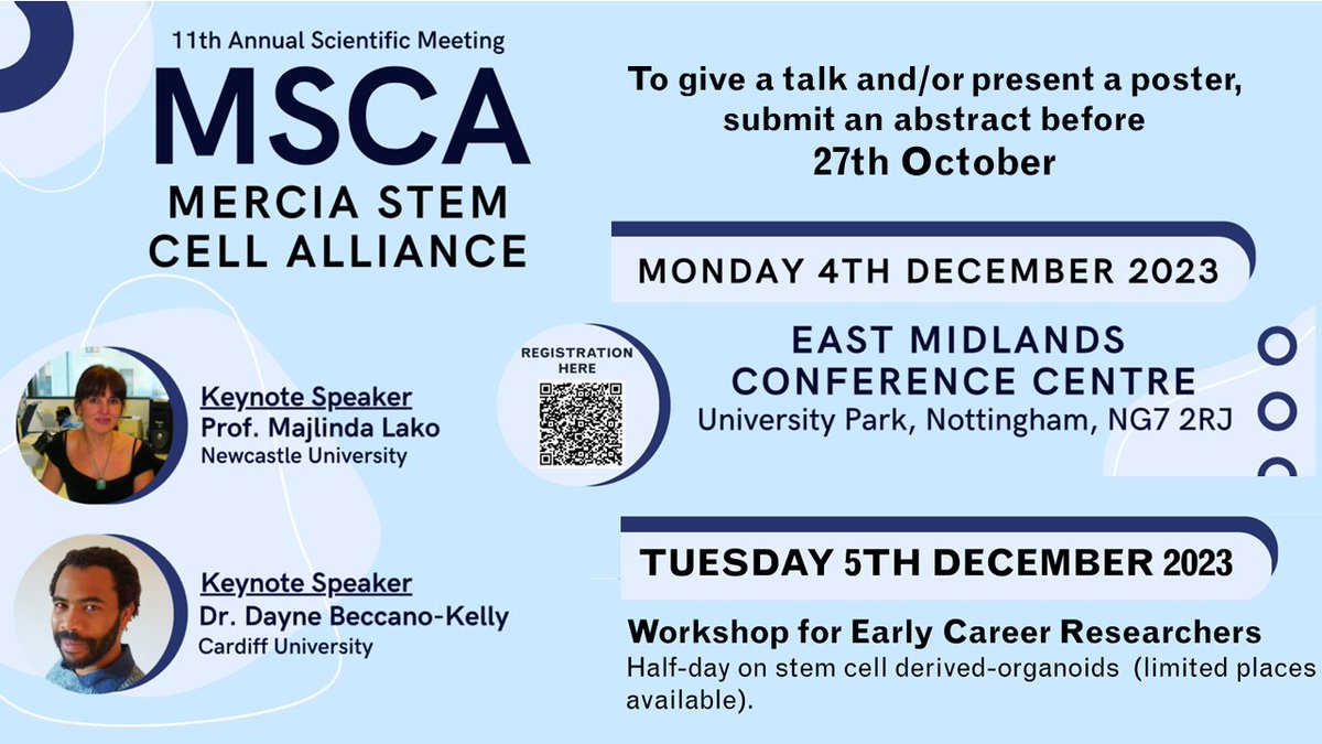 Deadline for abstracts extended! ✍️ @UniofNottingham is hosting the next MSCA Annual Meeting on 4th Dec 2023. To give a talk or present a poster, submit an abstract by 27th Oct 2023. Register here 👉 tinyurl.com/bdey6spt