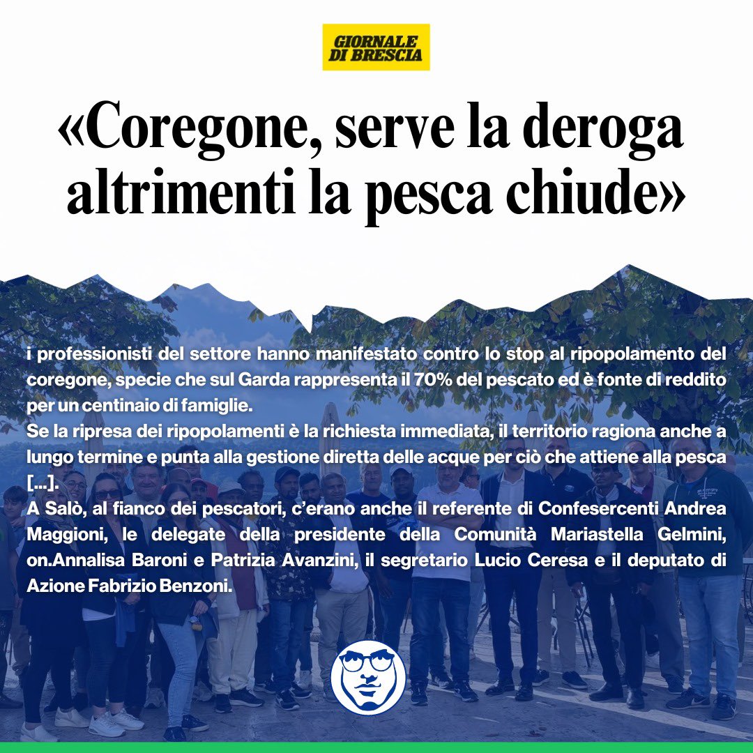 fabriziobenzoni's tweet photo. Sul @GdB_it e sul @BresciaOggiIT il racconto della giornata di ieri s Salò per la manifestazione sul #coregone. https://t.co/JoZn95lRFc