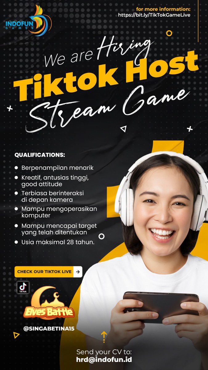 SulthoniiG's tweet photo. Hello Jobseekers !!!

Indofun Games sedang mencari new talents untuk bergabung bersama Indofun team sebagai Host Live

Send your best resume to : hrd@indofun.id 

@hrdbacot @txtdrlinkediin https://t.co/EDvnBNDWBL