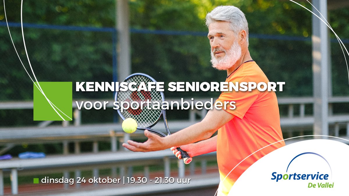 Di. 24 okt.: Kenniscafé Seniorensport voor sportaanbieders uit de gemeenten Ede, Rhenen en Wageningen. Sportcomplex Het Binnenveld, Marijkeweg 23, 6709 PE Wageningen.

Ook interesse? Informatie en aanmelden:
sportservicedevallei.nl/kenniscafe-sen…