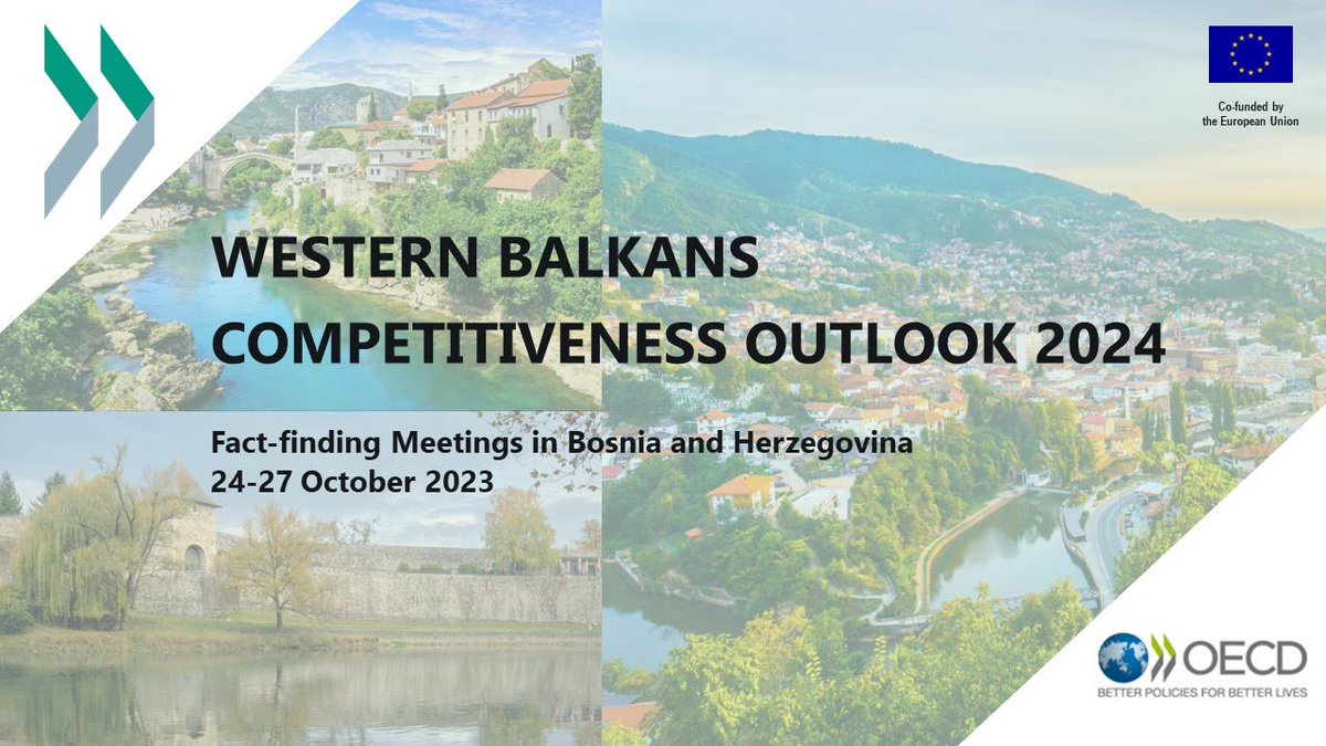 🤝 This week #OECDSEEurope will holding fact-finding meetings for the #WesternBalkans #CompetitivenessOutlook in beautiful Banja Luka, Mostar and Sarajevo! Looking forward to exchanging with stakeholders on the #businessenvironment in 🇧🇦 and ways in which it can be improved!