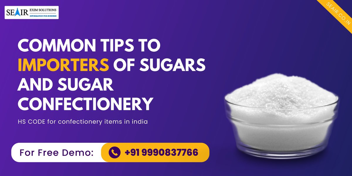 kumar_lalit29k's tweet image. There is a requirement of formalities and procedures to import Sugars and Sugar Confectionery from other countries. Read about how to Import Sugar and Sugar Confectionery and know their HS codes in detail.
For more details:- shorturl.at/qCW34
