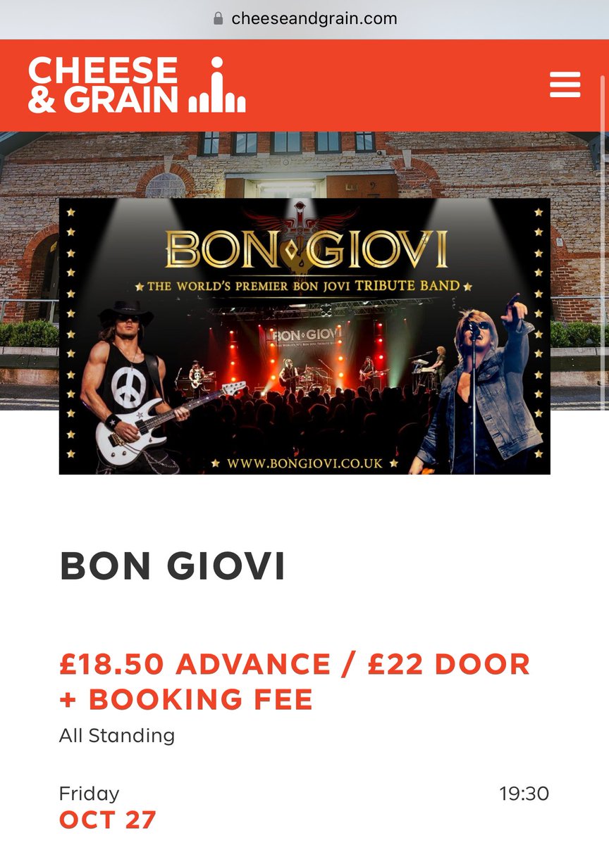 Somerset this Friday @cheesegrainfrome can’t wait to play for you all ! Tickets available online or on the door  cheeseandgrain.com/events/bon-gio…

#bonjovi #jonbonjovi #frome #somerset #bongiovi #rock #tributeband #cheesegrain #jovi
