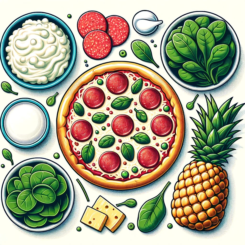 Ich habe #chatgpt4 #DALLE3Beta nach einem Bild der Zutaten gefragt, um eine Pizza zu machen. Perfekt! #pizza #cucinaitaliana #esskultur #feinschmecker #ananas #gusto