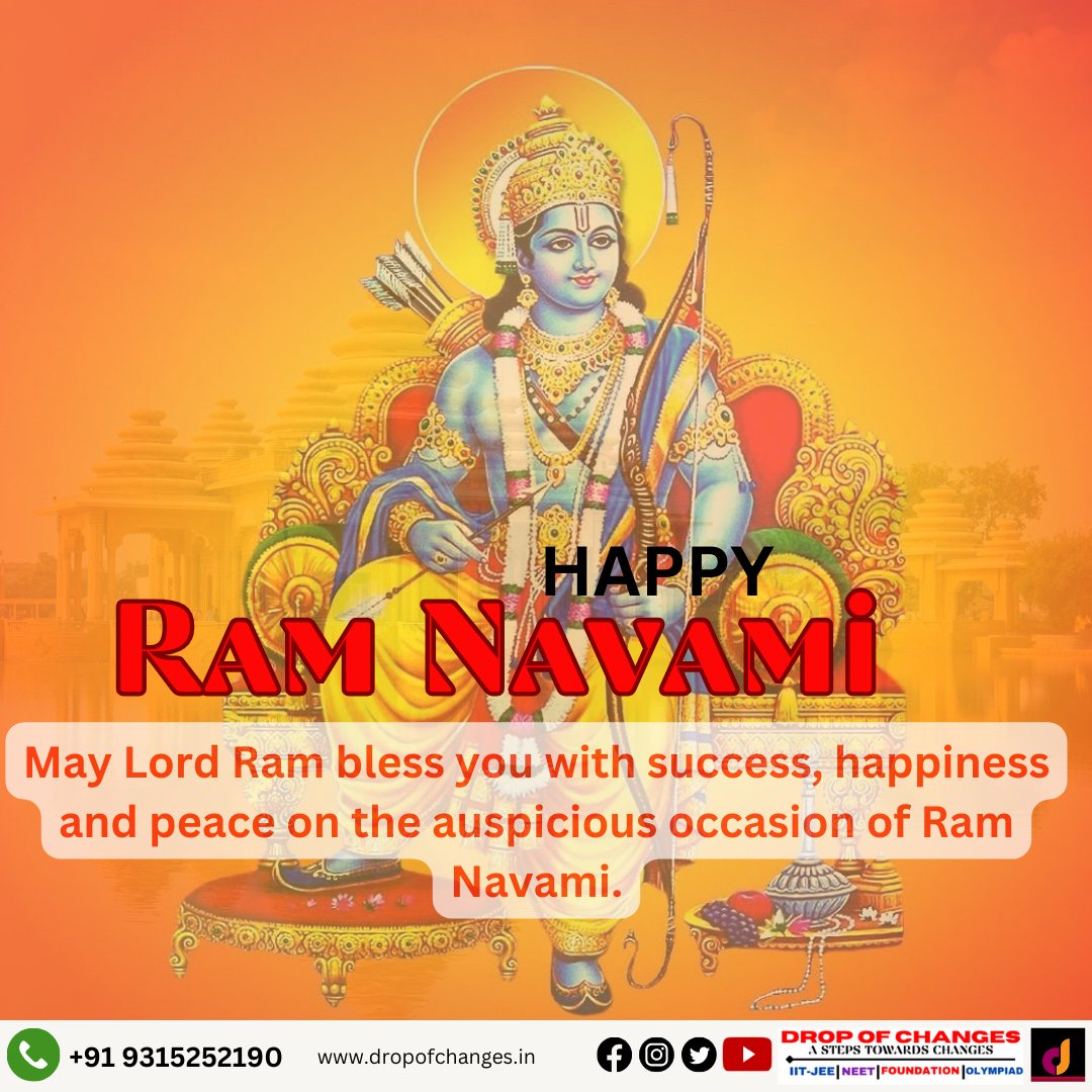 dropofchanges's tweet image. On the auspicious day of Ram Navami, may God bless you with prosperity, joy and tranquility.

We at the Drop of Changes family wish everyone a happy Ram Navami!🙏
 
#dropofchanges #ramnavmi2023 #celebrations #festivalseason
#DreamCareer #ExtraordinaryJourney #SpecializedCoaching