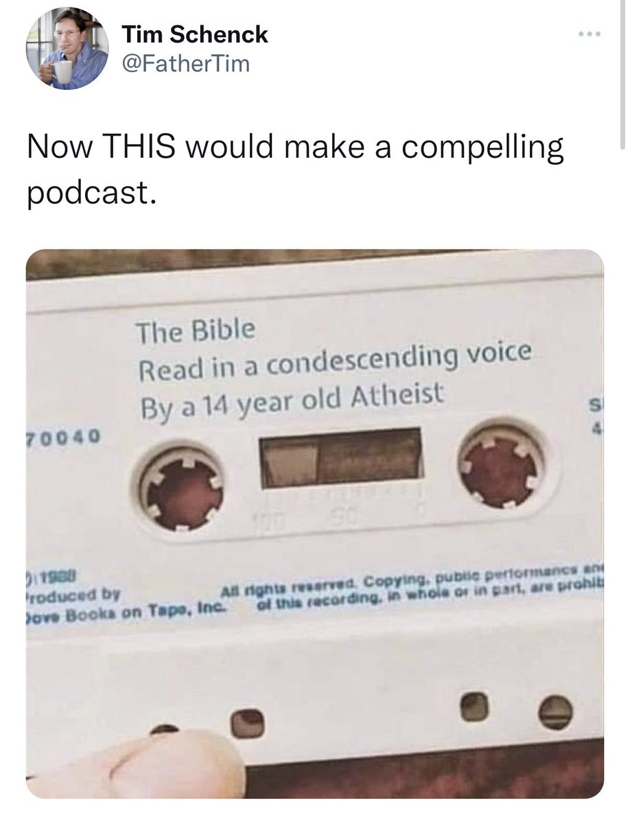 #compelling #podcast... (#bibleshit #christiancult #read #condescending #voice #cassette #audiobook #14yearsold #atheist)