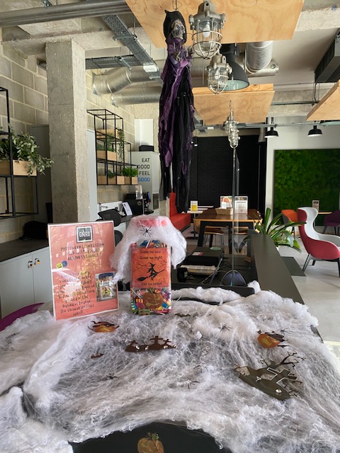 Gnr8W's tweet photo. Halloween is celebrated every year on 31st October, here at @GNR8W we have organized a fun competition this week for our tenants- guess how many sweets are in the jar. #Halloween #Spooky #Fun #Fitwel https://t.co/sZkfC99a5l