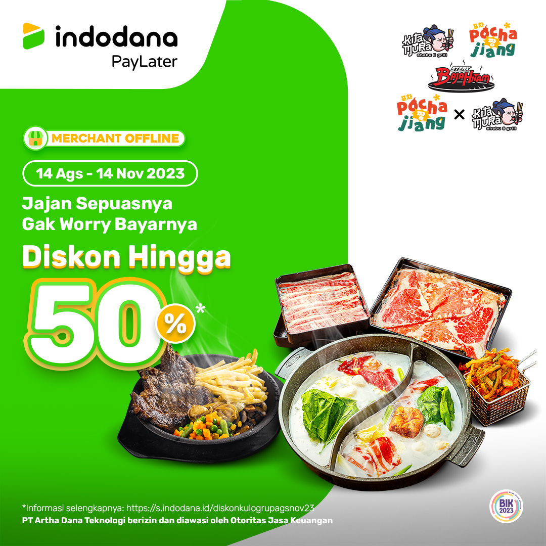 Nih IndoMin bagi-bagi promo Kulo grup buat kalian biar tetap bisa makan enak ditanggal tua!
s.indodana.com/diskonkulogrup… (14Ags - 14Nov 2023)

PT Artha Dana Teknologi berizin dan diawasi oleh Otoritas Jasa Keuangan
#Indodana #IndodanaPayLater #Indodanaxkulogrup #promoIndodana