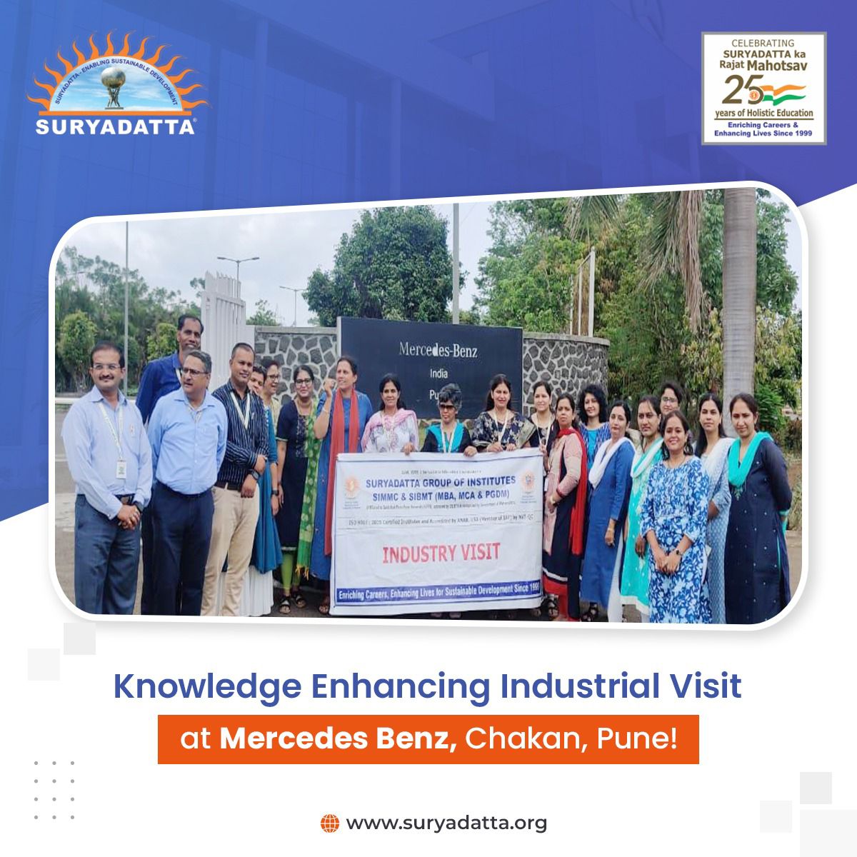 'Empowering our educators at Suryadatta Group of Institutes! Recently, they explored the dynamics of the auto industry with a captivating visit to #MercedesBenz.🌟From operations to marketing strategies, they gained valuable insights into #globalpractices. #SGI #FacultyVisits