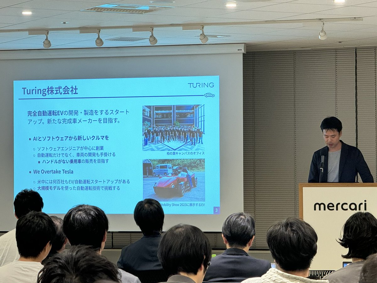 daiki15036604's tweet image. 完全自動運転EVを開発する会社
入社後車に興味を持ち、Telsaを購入されたとのこと。。うらたましい。
 #LLMProd