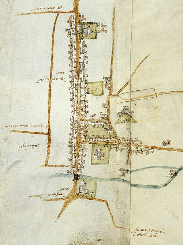 For #MapMonday, here is a wonderful map of #Guildford Town, c.1617, one of several maps commissioned by George Austen of Shalford surreyarchives.org.uk/collections/ge… #mapmonday