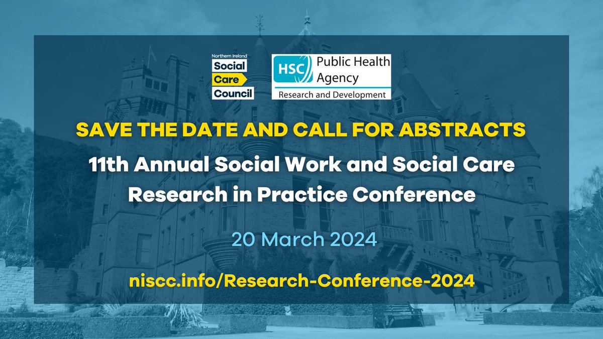 📣We are pleased to announce a call for abstracts for the 11th Annual Social Work and Social Care Research in Practice Conference that will take place on Wednesday, 24 March 2024. Find out more👉 niscc.info/Research-Confe…