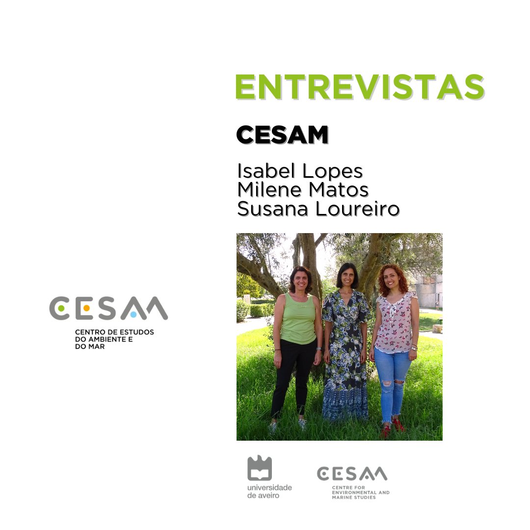 Isabel Lopes, Milene Matos, and Susana Loureiro, the CESAM researchers who participated in the RTP1 series 'Guerreiras pela Natureza.' Read the full interview and learn more about their experience in participating in this program: bit.ly/3S9b7s2 #entrevistas_cesam