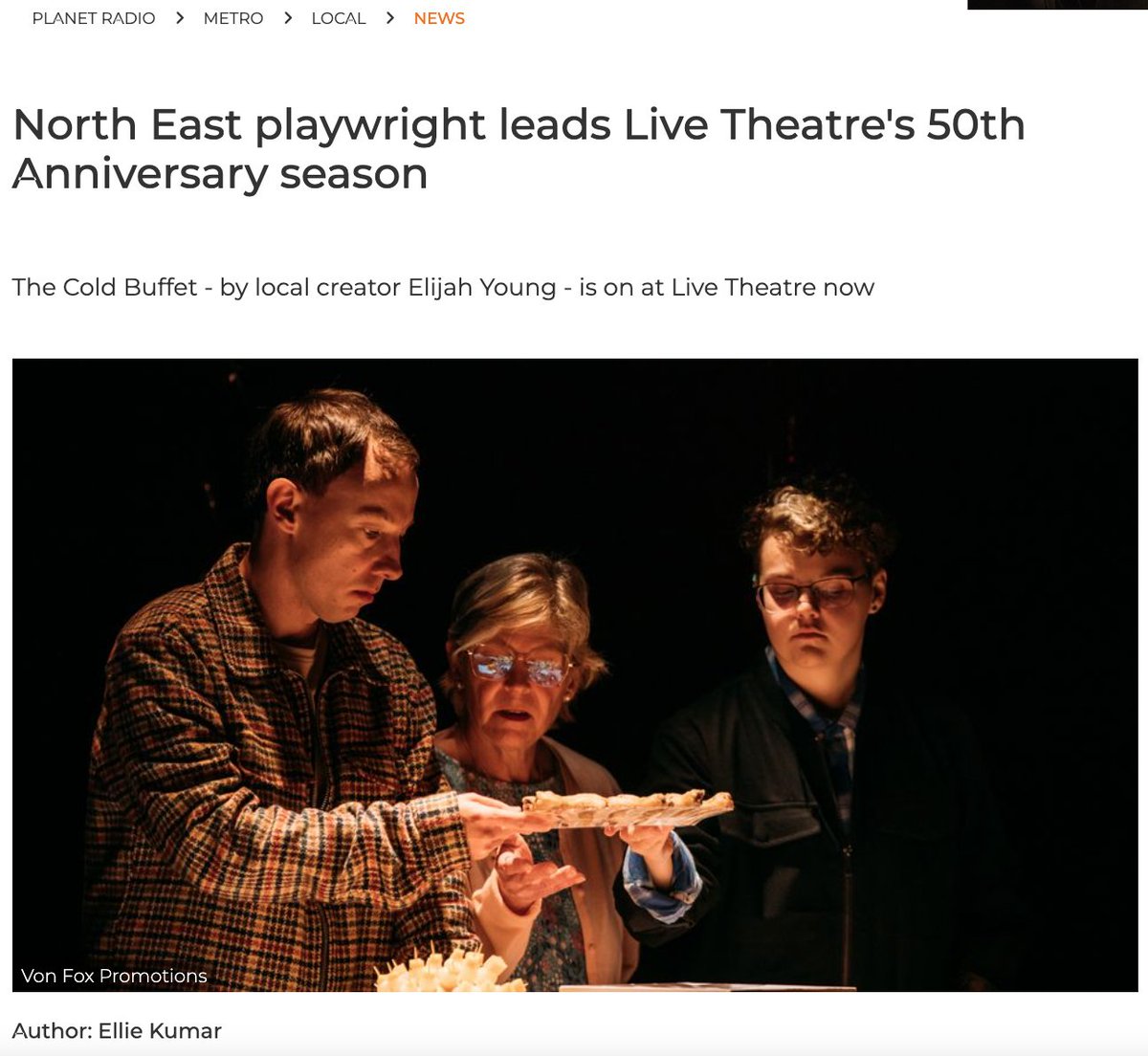 LiveTheatre's tweet photo. We are into the final week of #TheColdBuffet - ends this Sat 28 Oct. Writer of the play @_elijahyoung spoke to @3rdTimeTheCharm at @MetroRadioNews - check out this article to find out more &amp; then go grab yourself a plateful before its too late!
https://t.co/DKYW7SCP5i https://t.co/72efEaAmjV