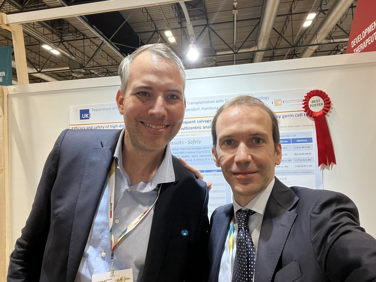 AndreaNecchi's tweet photo. 🥂👏 @ChrisAleSei congratulations 🥇for winning the #BestPoster award #testicular&amp;Penile cancers and getting the Rosette! #ESMO2023 @myESMO @ERPlimackMD Axel Bex #HDCT #germcelltumors https://t.co/UWkbqGZqZ9