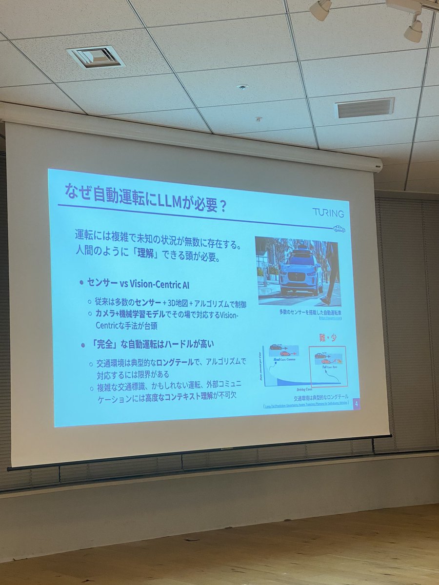 YutoY3629's tweet image. #LLMProd 
Turing山口さん
「なぜ自動運転にLLMが必要か？」