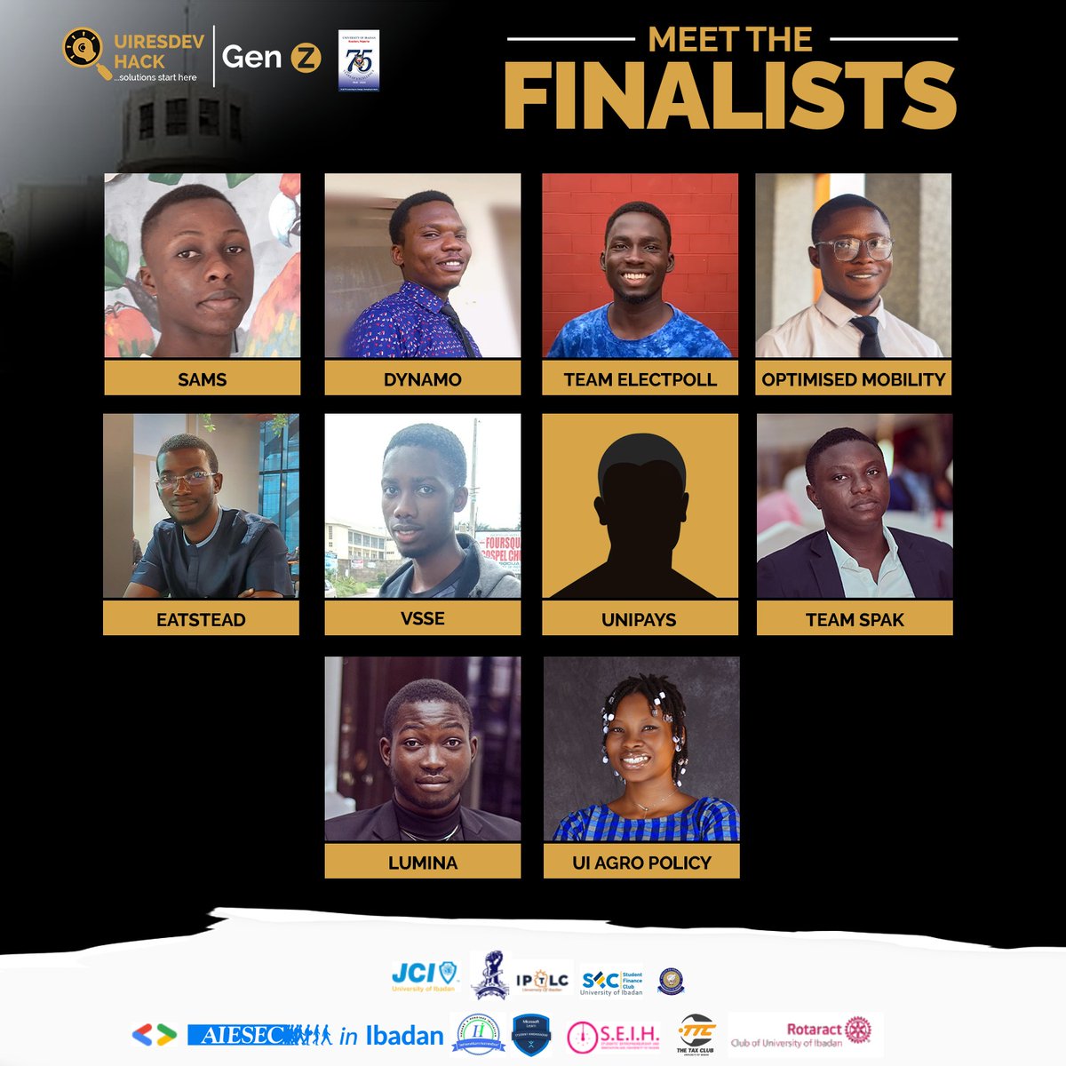 uiresdev_hack's tweet image. Dear Participants,

We&apos;re thrilled to announce the results of the virtual judging process, and it&apos;s time to unveil our incredible 10 finalists who are advancing to the Grand Finale! 🏆

👏 Congratulations to our 10 Finalists:

- Team SAMS
- Dynamo
- Team Electpoll