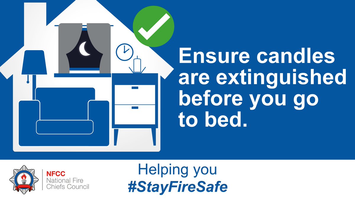 Before you go to bed tonight, please ensure that any candles you have been using are extinguished.

Please follow our advice this Candle Fire Safety Week - and beyond - to continue enjoying candles safely.

cumbriafire.gov.uk/candle-safety