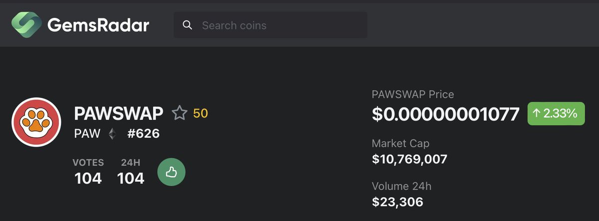 PAW (@pawchain) on Twitter photo Fantastic showing of community effort securing our place on <a href="/gemsradarcom/">Gems Radar</a> by meeting the vote threshold in such a short time span!๐ช
gemsradar.com/coins/pawswap ๐ฑ๏ธ
#PAWSWAP #CryptoCommunity #CryptoTwitter #DeFi $PAW Fantastic showing of community effort securing our place on <a href="/gemsradarcom/">Gems Radar</a> by meeting the vote threshold in such a short time span!๐ช
gemsradar.com/coins/pawswap ๐ฑ๏ธ
#PAWSWAP #CryptoCommunity #CryptoTwitter #DeFi $PAW