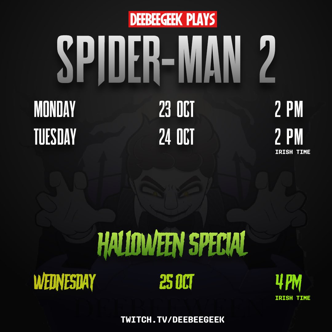 This weeks schedule is finally here! The Spider-Man hype and spooky event is upon us!