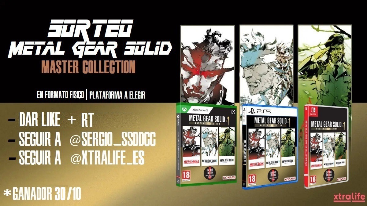 SORTEO 🎁de un METAL GEAR SOLID Collection

El ganador elige plataforma. Ganador: 30/10

Para participar no hace falta codec, solo hay que:
✅Seguir <a href="/Sergio_SSDDCC/">Sergio⏪ Psicología en Videojuegos ⏩ Ψυχή ✍🏻📼🍕🎮</a> 
✅Seguir <a href="/xtralife_es/">xtralife</a> 
✅Dar RT 

Gracias por participar y suerte!! 🍀
#MetalGearSolidMasterCollectionVol1