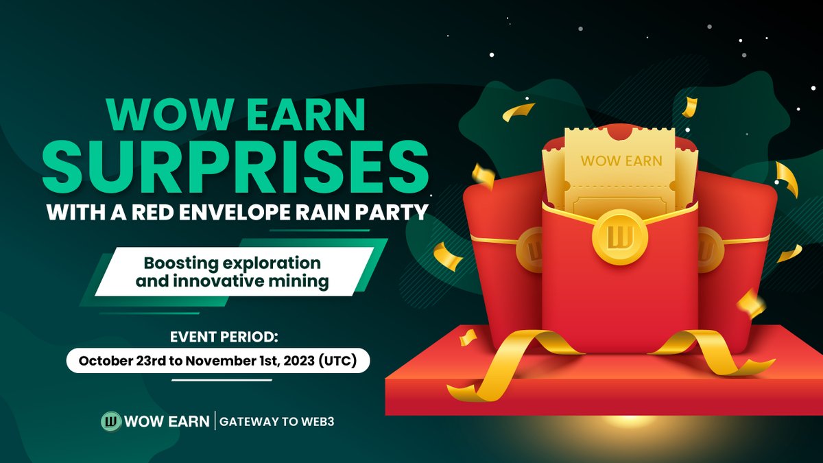 🚀 Join the WOW EARN Red Envelope Rain Party for Exciting Exploration and Innovative Mining! 🧧🏖"

Discover an incredible opportunity to boost your earnings. 

This thrilling event runs from October 23 to November 1, 2023 (UTC)

Join here : shorturl.at/HX589