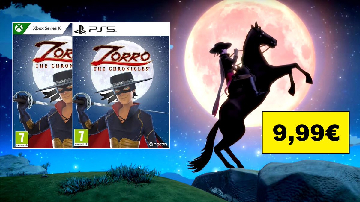 💤 Un cavalier qui surgit hors de la nuit 💤 Zorro The Chronicles sur PS5 / PS4 / Xbox Series / One à 9,99€ ► jvdeal.fr/d10140 ◄ #Bonplan #Zorro #PS5 #PS4 #XboxSeries #XboxOne