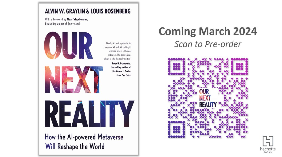 Pre-order has just started for my new book 📖, #OurNextReality - How the AI-powered Metaverse will Reshape the World, co-authored with #AI / #XR pioneer, @LouisBRosenberg. Bestselling author, @nealstephenson, has kindly provided the foreword. 🤖🧠😎 Big thanks to section…