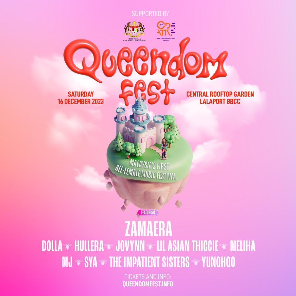 Zamaeraaa's tweet photo. Hi everyone! I’m a music artist &amp; I’m organising Malaysia’s very first all-female music festival called Queendom Fest 👑

It would mean the world to me if you guys can repost this so we can market our event! 

I had a dream it was a SOLD OUT show pls help me make it a reality🙏🏽💖 https://t.co/JN7kOyCUHD
