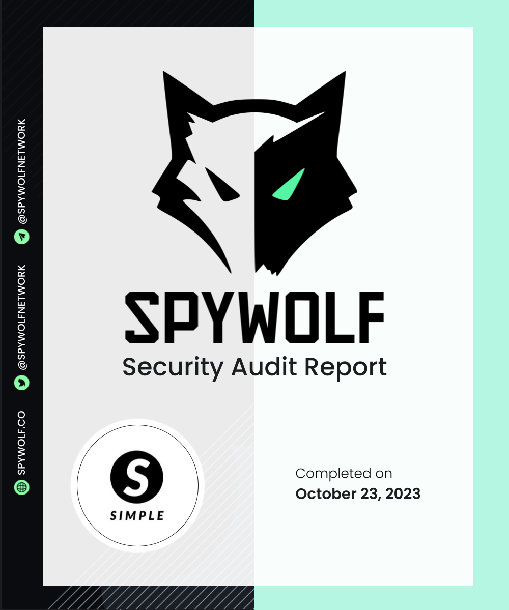 Congrats to the team at @ercsimple for completing our project audit! 💪 Audit link: github.com/SpyWolfNetwork… NFA, DYOR