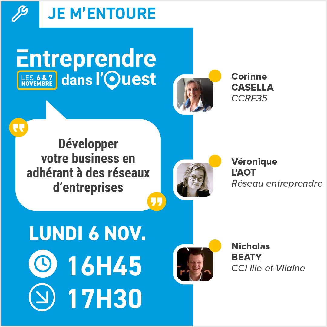 Nicholas Beaty (@nicholasbeaty) on Twitter photo 🔊Entreprendre dans l'Ouest / <a href="/JRCE_Bretagne/">Entreprendre dans l'Ouest</a>
c'est les 6 et 7 novembre 2023 au <a href="/Rennesparcexpo/">Rennes parc expo</a>
Info et inscriptions 👉 entreprendre-ouest.fr
Organisé par la <a href="/CCI_35/">CCI Ille-et-Vilaine 🇫🇷🇪🇺</a>, <a href="/CCRE35/">CCRE35</a> et <a href="/CmaBretagn86207/">CMA Bretagne</a>
Intervention sur les réseaux d'entreprises le 06/11 à 16h45... 🔊Entreprendre dans l'Ouest / <a href="/JRCE_Bretagne/">Entreprendre dans l'Ouest</a>
c'est les 6 et 7 novembre 2023 au <a href="/Rennesparcexpo/">Rennes parc expo</a>
Info et inscriptions 👉 entreprendre-ouest.fr
Organisé par la <a href="/CCI_35/">CCI Ille-et-Vilaine 🇫🇷🇪🇺</a>, <a href="/CCRE35/">CCRE35</a> et <a href="/CmaBretagn86207/">CMA Bretagne</a>
Intervention sur les réseaux d'entreprises le 06/11 à 16h45...