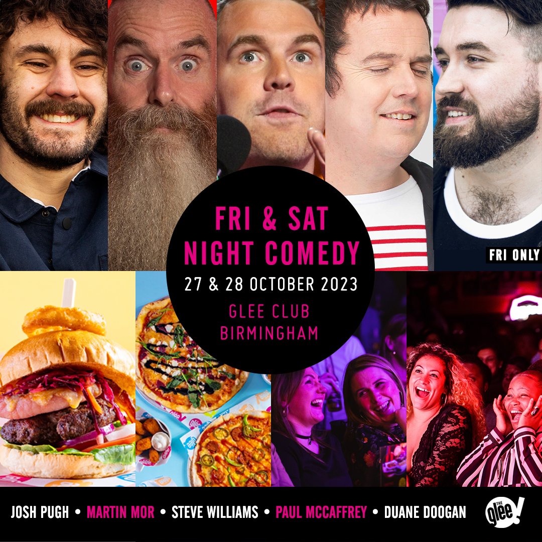 📅 Friday & Saturday Night Comedy, featuring @JoshPughComic, @MartinMorComedy, @stevewillcomedy, @paulmccaffreys & @DuaneDoogan (Fri only) Superb stand-up comedians that will keep you laughing until Monday Tickets 🎫 bit.ly/BhamWeekendCom