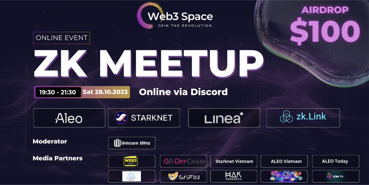 Horizon Land (@horizonlandmeta) on Twitter photo 🚀 Horizon Land Teams Up with Web3 Space for ZK MEETUP VIETNAM! 🚀
🤝 We are thrilled to announce that Horizon Land has joined forces with <a href="/Web3SpaceNW/">Web3 Space</a> as a media partner for the upcoming ZK MEETUP VIETNAM.
🫶 JOIN WEB3 SPACE ON OCTOBER 28TH ON DISCORD WITH A POOL PRIZE OF 🚀 Horizon Land Teams Up with Web3 Space for ZK MEETUP VIETNAM! 🚀
🤝 We are thrilled to announce that Horizon Land has joined forces with <a href="/Web3SpaceNW/">Web3 Space</a> as a media partner for the upcoming ZK MEETUP VIETNAM.
🫶 JOIN WEB3 SPACE ON OCTOBER 28TH ON DISCORD WITH A POOL PRIZE OF