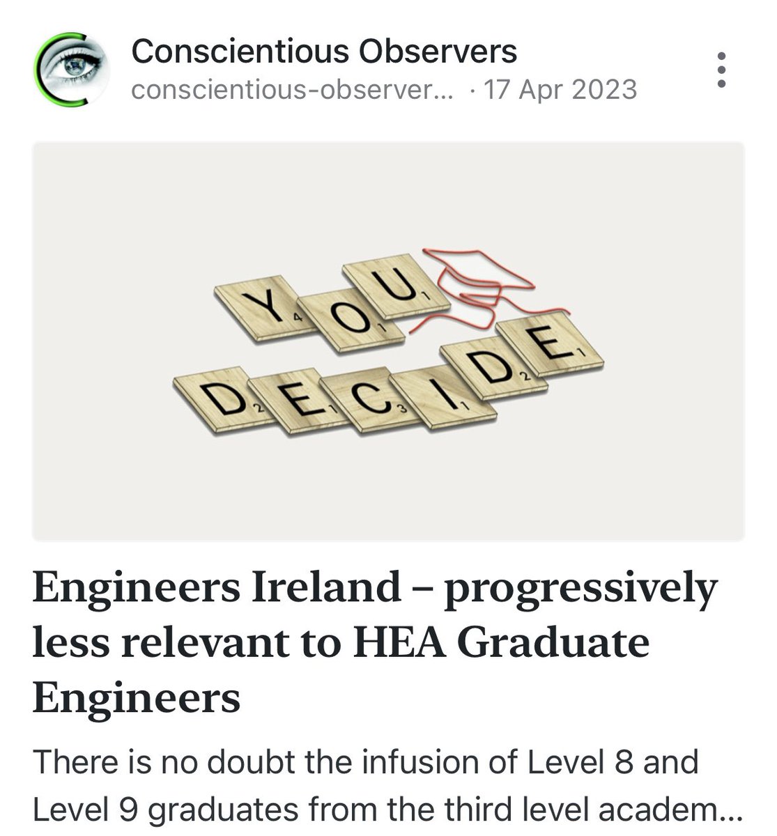 @EngineerIreland It looks like the effort to turn the tide will take much more that simply relying on the goodwill of students part-time👇🏼Why not try leadership with purpose and by actions rather than hollow sound bites? #EngineeringYourFuture

conscientious-observers.com/2023/04/17/eng…