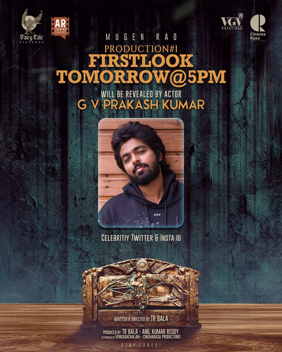 -@iam_SJSuryah & @gvprakash to reveal the First Look of #JINN starring @themugenrao @bt_bhavya on October 24th (Tuesday) Tomorrow at 5 PM Written and Directed by @Bala_TR A @iamviveksiva - @MervinJSolomon musical Produced by @Bala_TR @AnilkumarReddy Co produced by
