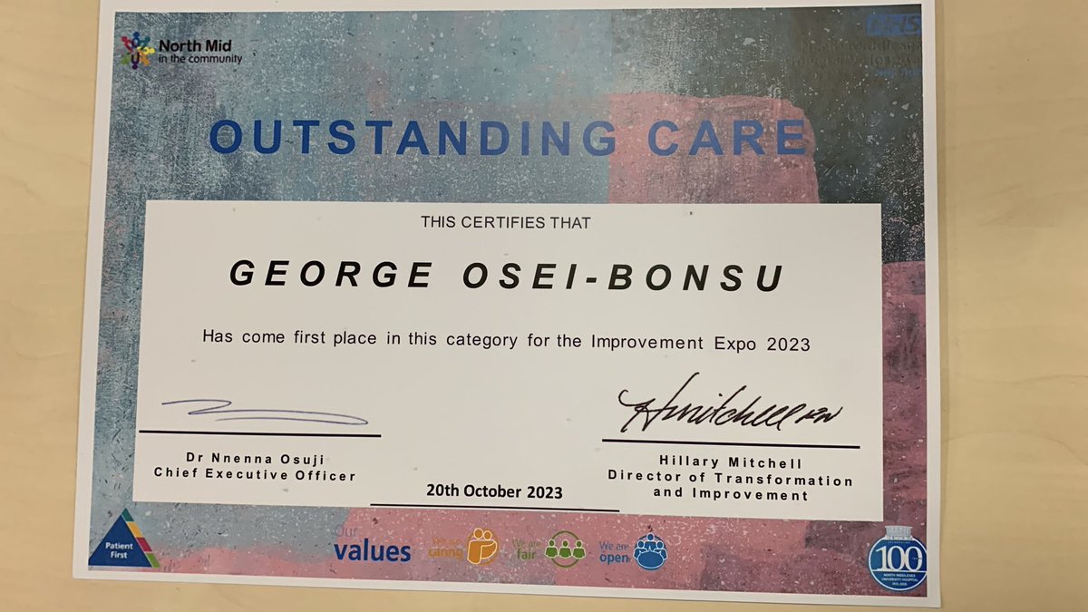 Recognition of this work is immensely motivating! Proud of the entire team for this outstanding work and even more honoured for the outstanding patient care offered here at @NorthMidNHS 

#TeamNorthMid